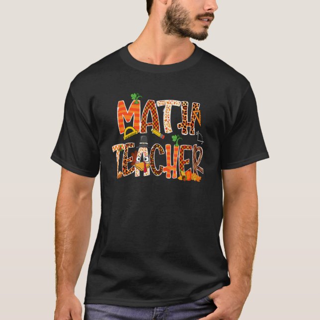 T-shirt Professeur de mathématiques Leopard Citrouille Tha (Devant)