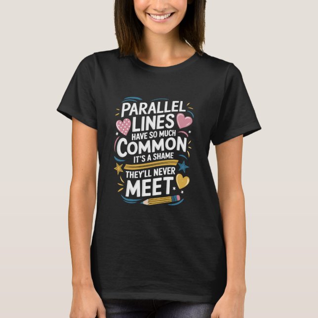T-shirt Professeur de Mathématiques, Les Lignes Parallèles (Devant)