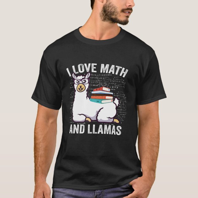 T-shirt Professeur De Maths J'Aime Les Maths Et Les Llamas (Devant)