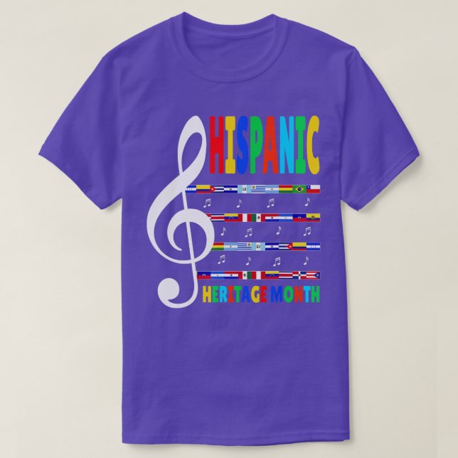T-shirt Professeur de musique colorée Kid National Hispani (Design devant)