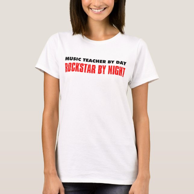 T-shirt Professeur de musique par jour Rockstar Night (Devant)