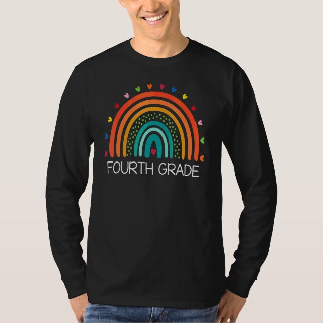 T-shirt Professeur de quatrième année Léopard Arc-en-ciel  (Devant)