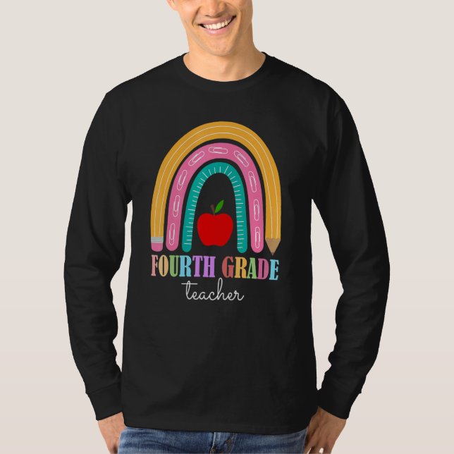 T-shirt Professeur de quatrième crayon arc-en-ciel enseign (Devant)