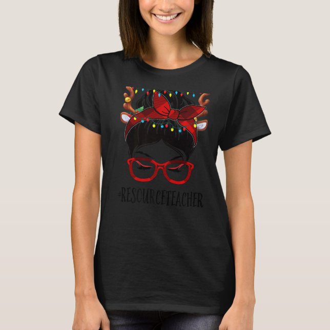 T-shirt Professeur de ressources Noël Femme Messy Bun Buff (Devant)