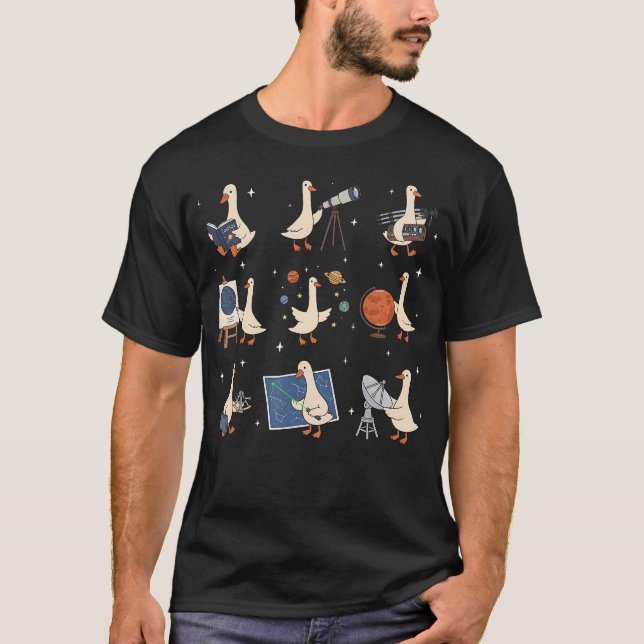 T-shirt Professeur de sciences d'astronomie de l'oie idiot (Devant)