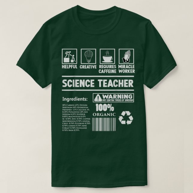 T-shirt Professeur de sciences Faits nutritionnels Drôle p (Design devant)