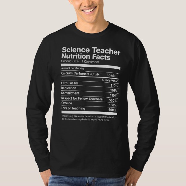 T-shirt Professeur de sciences Nutrition Faits amusants (Devant)