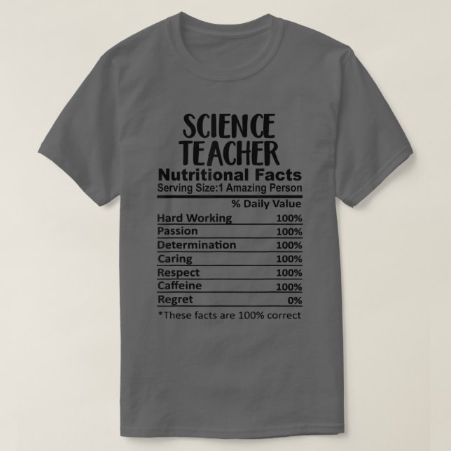 T-shirt Professeur de sciences Nutrition Faits amusants (Design devant)