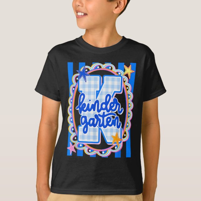 T-shirt Professeur d'école maternelle rayé rétro élève ret (Devant)