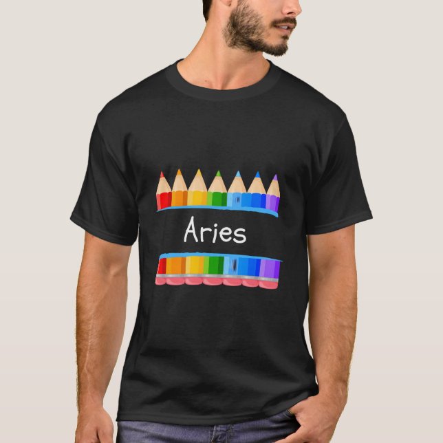 T-shirt Professeur d'école Nom de l'élève Aries Kindergen  (Devant)