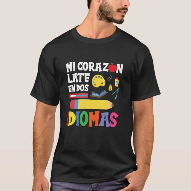 T-shirt Professeur d'espagnol bilingue - Mi Corazon Late E (Devant)