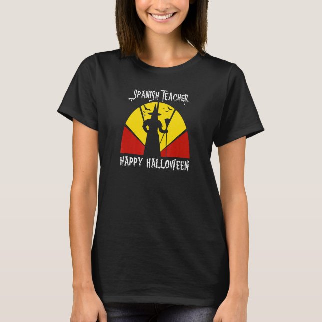 T-shirt Professeur d'espagnol Joyeux Halloween (Devant)