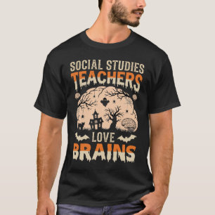 T-shirt Professeur d'études sociales Halloween Amour Cerve