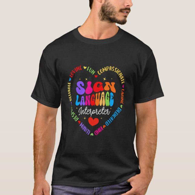 T-shirt Professeur d'interprète en ASL École Langue des si (Devant)