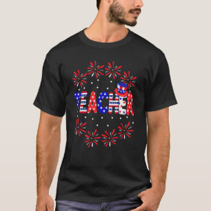 T-shirt Professeur du 4 juillet Drapeau américain rouge bl