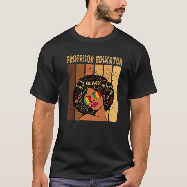 T-shirt Professeur Educateur Afro Africain-Américain Noir  (Devant)