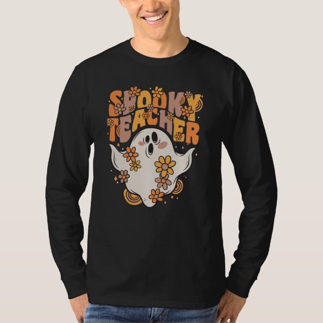 T-shirt Professeur éffrayant Fantôme Super Avec Fleurs Vin (Devant)