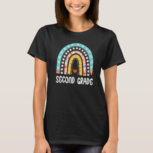 T-shirt Professeur élève de deuxième année Boho Rainbow (Devant)