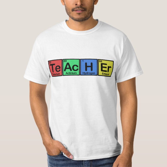 T-shirt Professeur fait de couleurs d'éléments (Devant)