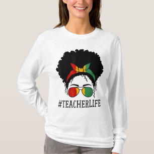T-shirt Professeur Femmes Africaines Messy Bun Black Histo