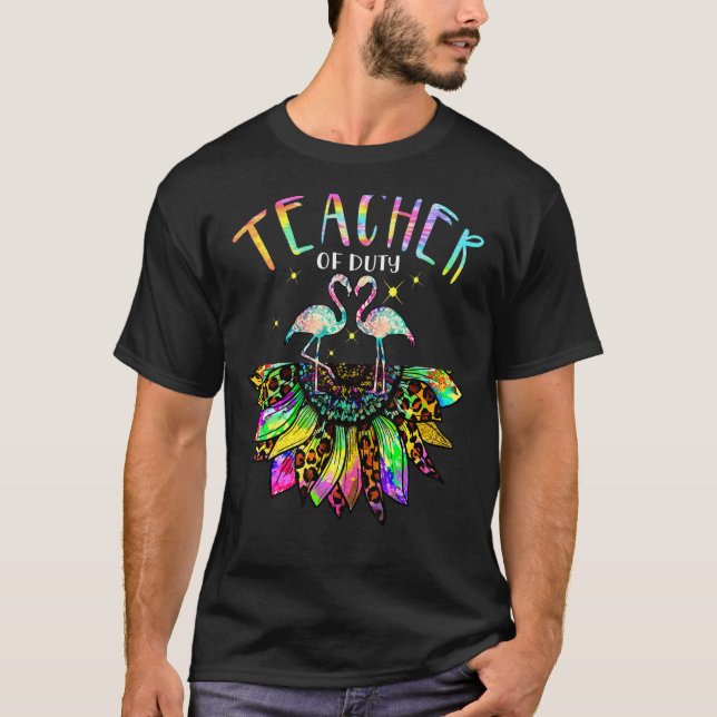 T-shirt Professeur hors service Flamant rose tournesol Tie (Devant)