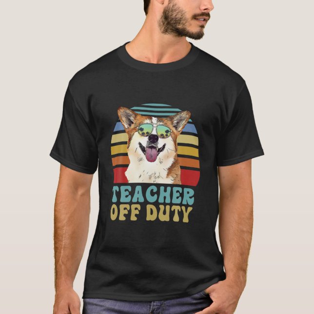 T-shirt Professeur hors service Funny Corgi Chien été (Devant)