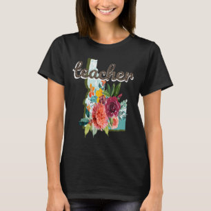 T-shirt Professeur Idaho Aquarelle Fleur Mignonne Éducateu