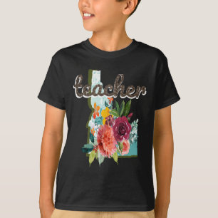 T-shirt Professeur Idaho Aquarelle Fleur Mignonne Éducateu