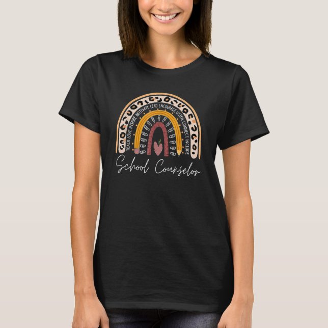 T-shirt Professeur Leopard Rainbow Teach Love Inspir (Devant)