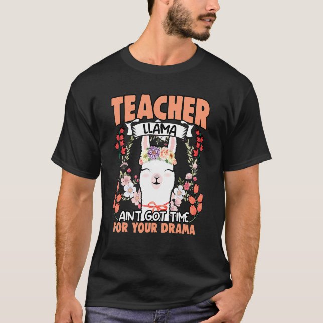 T-shirt Professeur Llama Drame Floral Humour animal pour F (Devant)