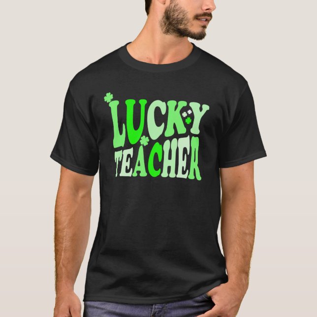 T-shirt Professeur Lucky Avec Shamrock Pour Jour de la Sai (Devant)