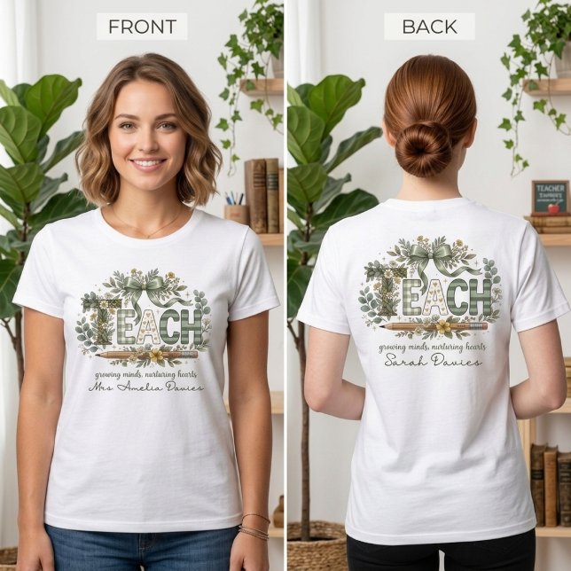 T-shirt Professeur PERSONNALISÉ Fleur "ENSEIGNER" pour la  (Créateur téléchargé)