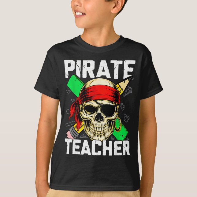 T-shirt Professeur pirate crâne drôle  (Devant)
