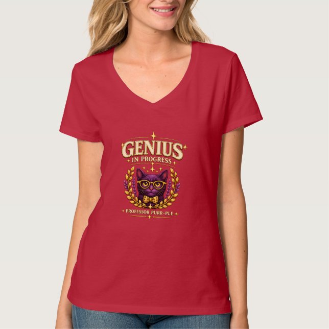 T-shirt Professeur Purr-Ple™ – Génie en marche (Devant)