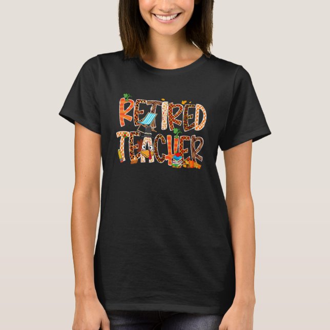 T-shirt Professeur retraité Leopard Citrouille Thanksgivin (Devant)