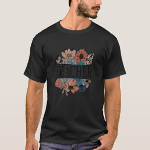 T-shirt Professeur Retro Flower enseignant