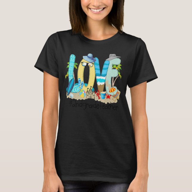 T-shirt Professeur Summer Love Beach Été 2e année Enseigna (Devant)