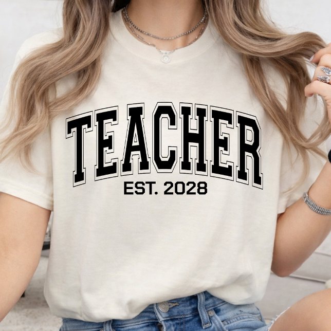 T-shirt Professeur | Variables personnalisées Professeur d (Personalized Elegant Varsity Teacher Appreciation | Teacher Graduation T-Shirt)