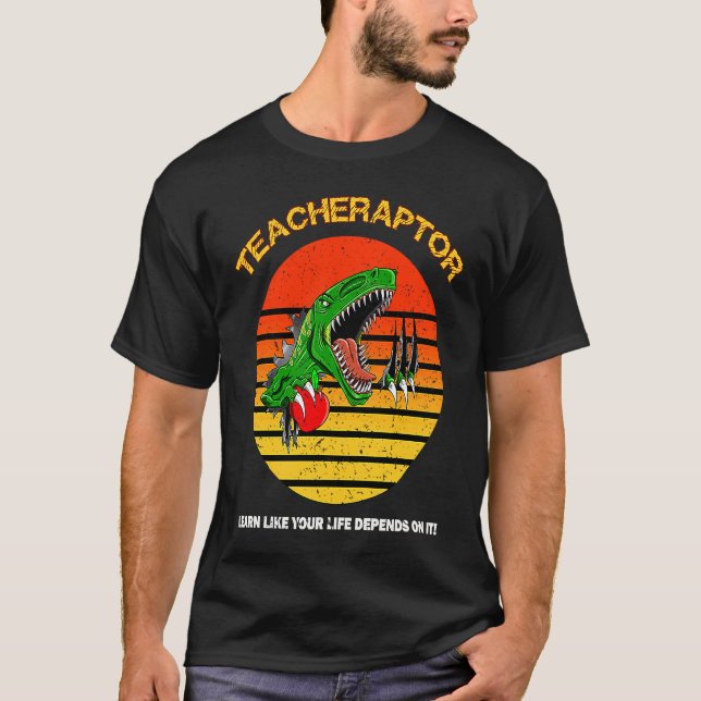 T-shirt Professeur Velociraptor Dinosaur Rex Enseignant &  (Devant)