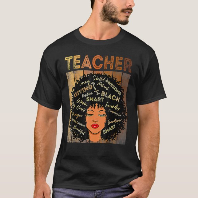 T-shirt Professeure noire afro rétro melanine histoire des (Devant)