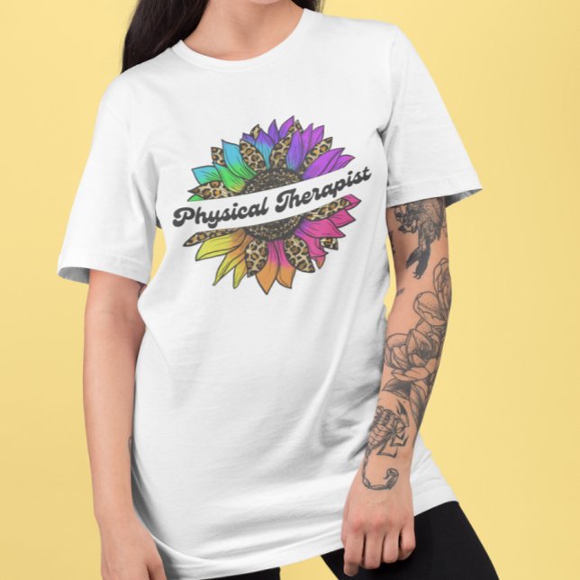 T-shirt Profession de physiothérapeute Arc-en-ciel tournes (Physical Therapist Profession Rainbow Sunflower T-Shirt
)