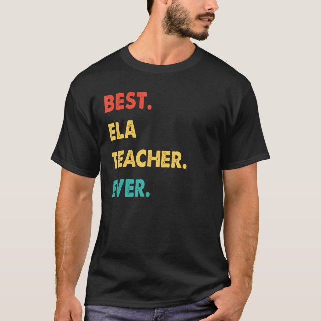 T-shirt Profession d'enseignant Ela Rétro Meilleur enseign (Devant)
