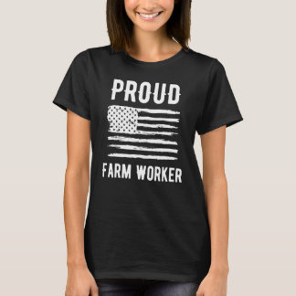 T-shirt Profession d'ouvrier agricole fier Drapeau américa