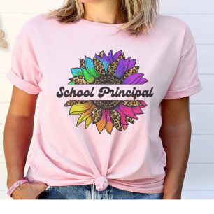 T-shirt Profession principale de l'école Rainbow Sunflower