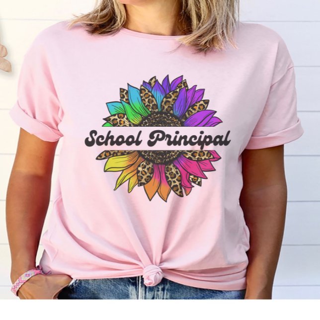 T-shirt Profession principale de l'école Rainbow Sunflower (School Principal Profession Rainbow Sunflower T-Shirt
)