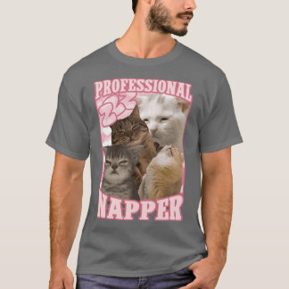 T-shirt professional napper funny cat memes family vintage