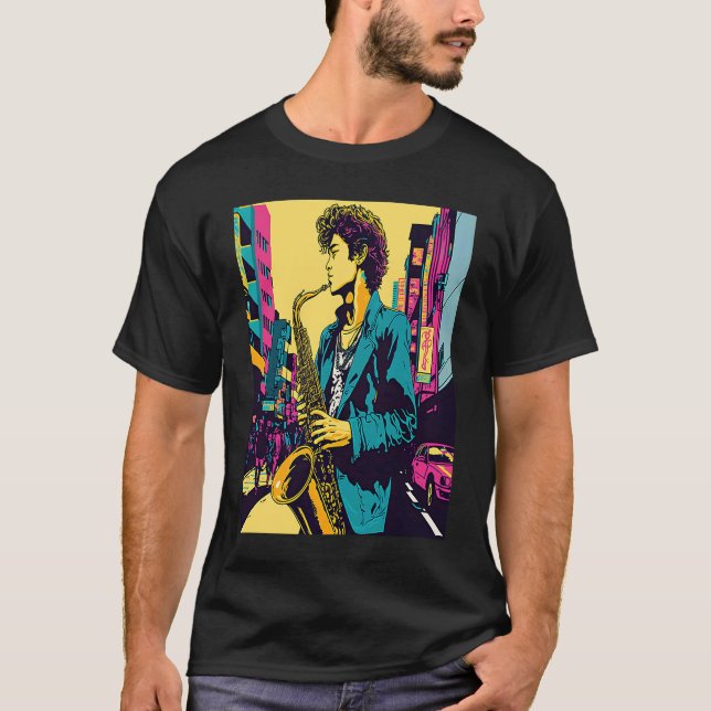 T-shirt Professional Saxophone Musician Retro Pop Saxophon (Devant)