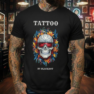 T-shirt Professional Tattoo Studio Skull Sunglasses Design