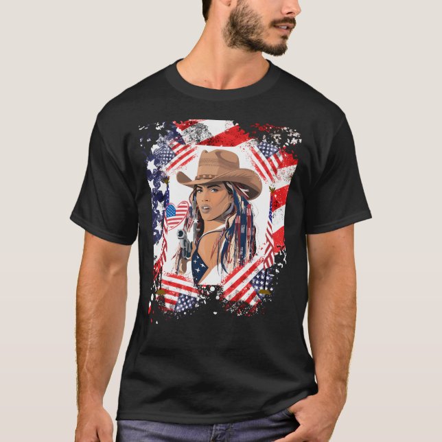T-shirt Profil Cowboy Carter Pic American Flag (Devant)