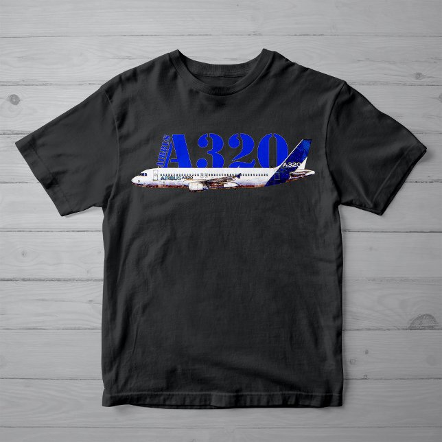 T-shirt Profil de dessin d'aquarelle d'Airbus A320 (Airbus A320 Aircraft Watercolor drawing Profile. Boy Basic Black T-Shirt)